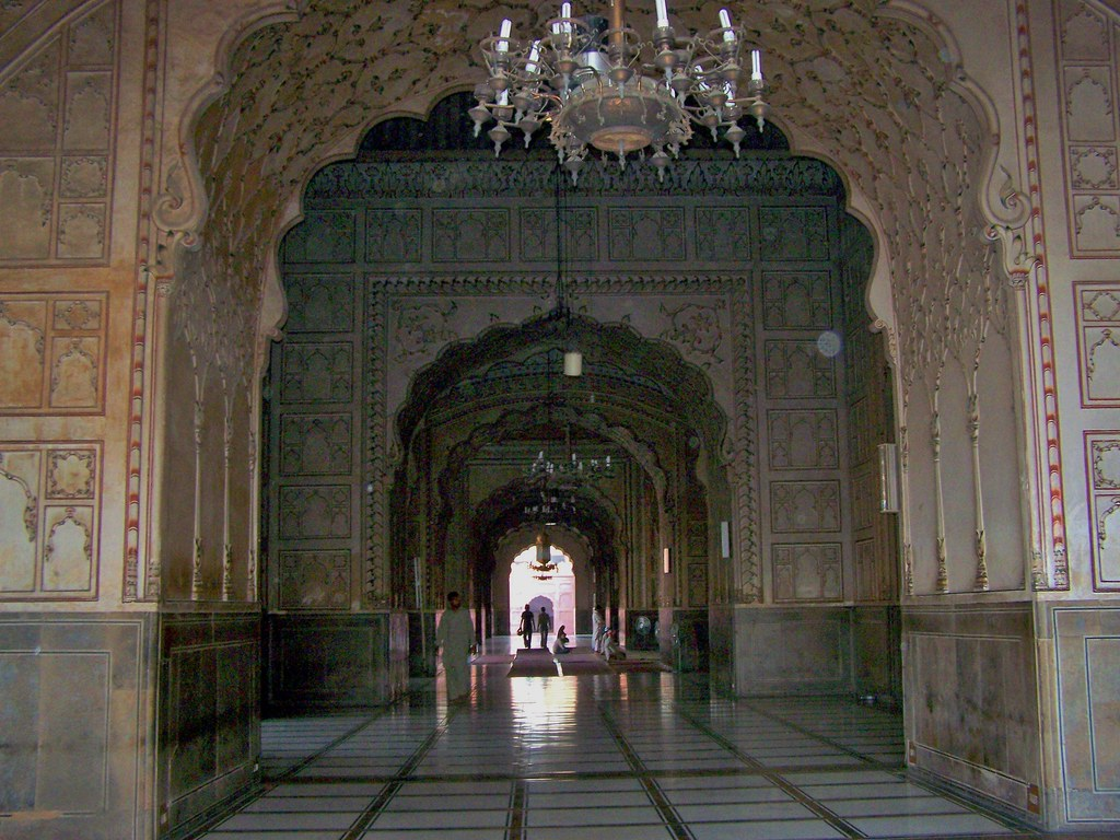 gigantic prayer hall of Historic Badshahi Lahore - A visit to Badshahi Mosque Lahore Pakistan
